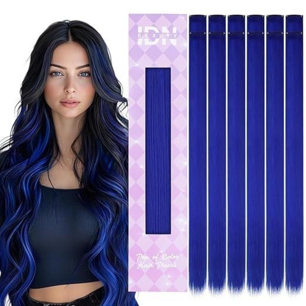 NEW IDN BEAUTY Clip in Hair Deep Purple 24 Inch Straight Synthetic Hair